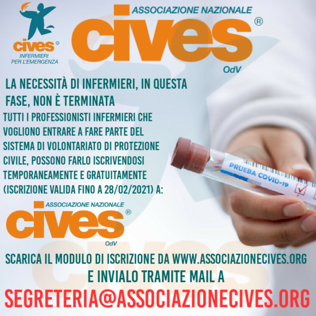 Sei Infermiere e vuoi far parte del Sistema di Protezione Civile? Unisciti a CIVES!