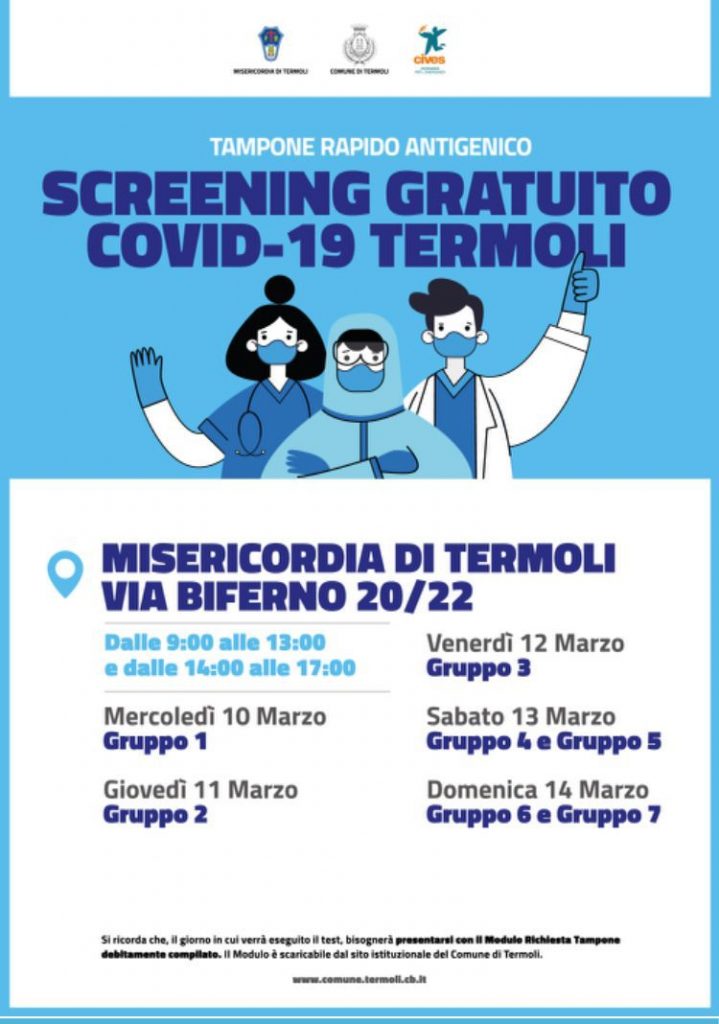 CIVES Campobasso/Isernia: Screening COVID Gratuito Termoli