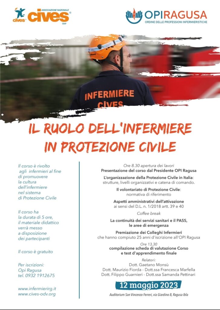 CIVES RAGUSA: Il Ruolo dell’Infermiere di Protezione Civile 12 Maggio 2023